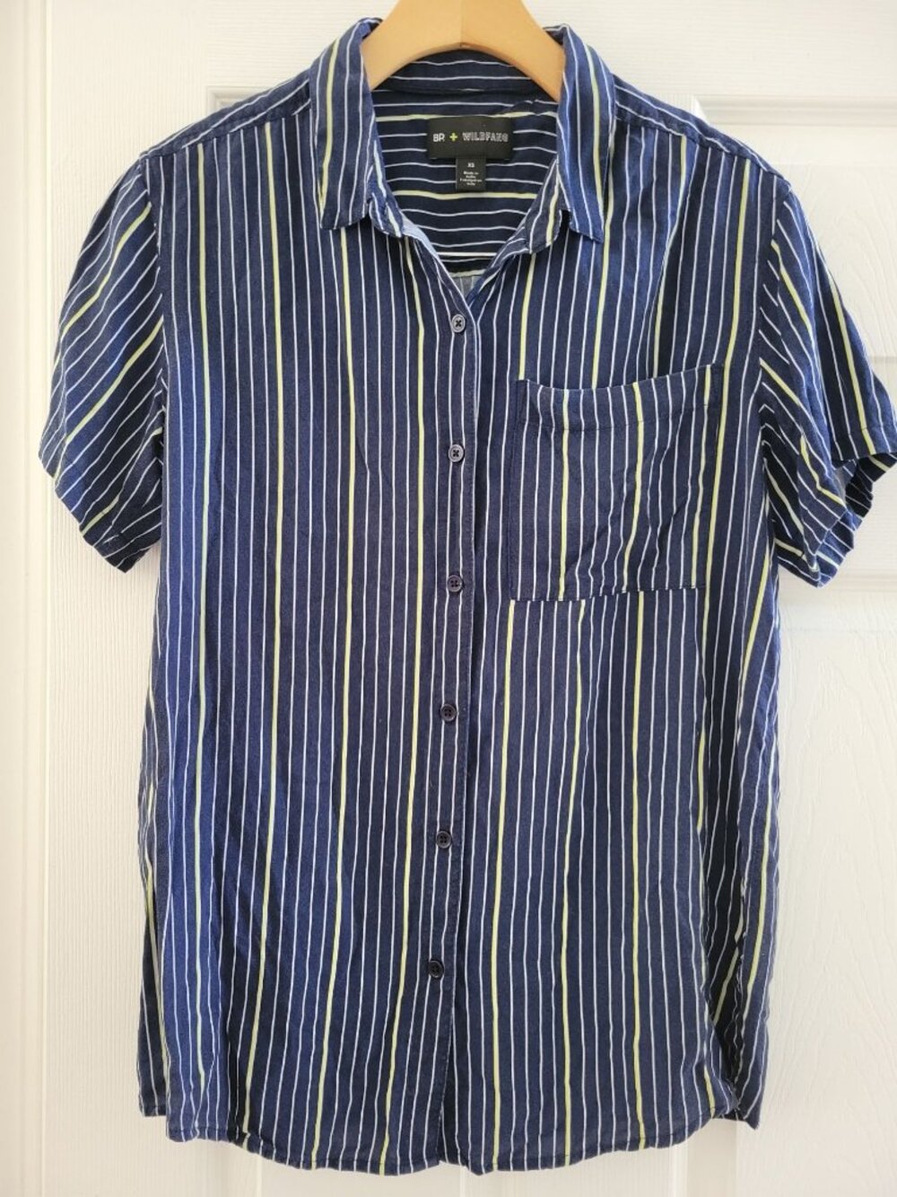 Wildfang x BP Womens Blue Stripe blouse Essential shirt size XS  short sleeve